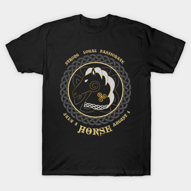 Irish Celtic Zodiac for July Horse Astrology T-Shirt by Riffize